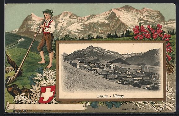 Ansichtskarten: Passepartout-Lithographie Leysin, Panora – Gebraucht aus Berlin von bartko-reher