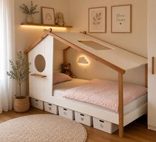 Kinderbett Hausbett 90x200cm mit Lattenrost