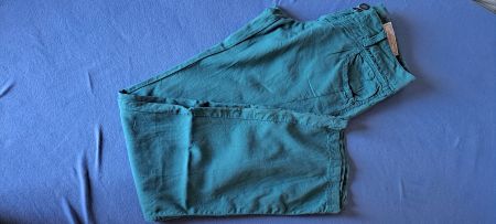 Damen Hose Petrol Grösse 38 aus Leinen/Viskose