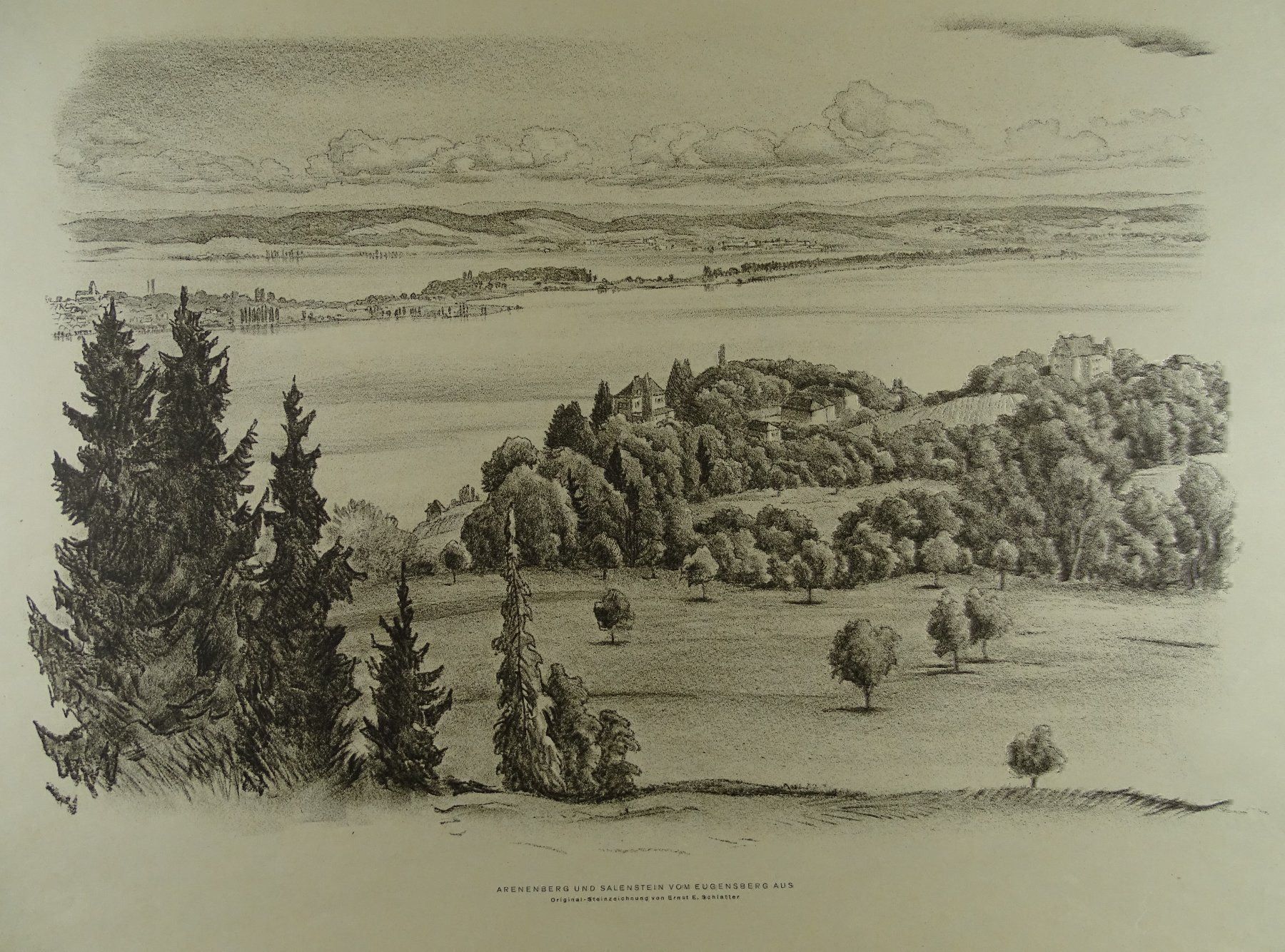 Grafica & Litografie: ARENENBERG, LITHO VON E.E. SCHLATTER – Usato da Grüningen venduto da Kartensammler
