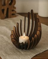 Dekoratives Teelichthalter Holz, schönes Design, Neu!
