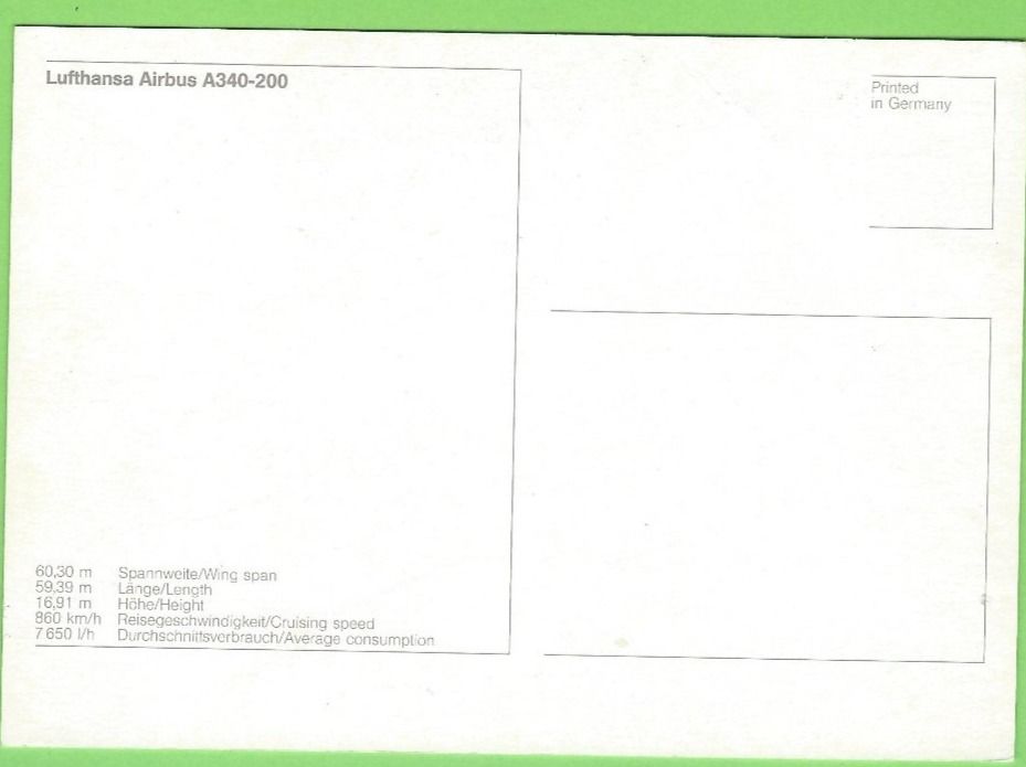 Cartoline postali: Lufthansa Airbus A340-200 – Usato da Zürich venduto da t24_de 1