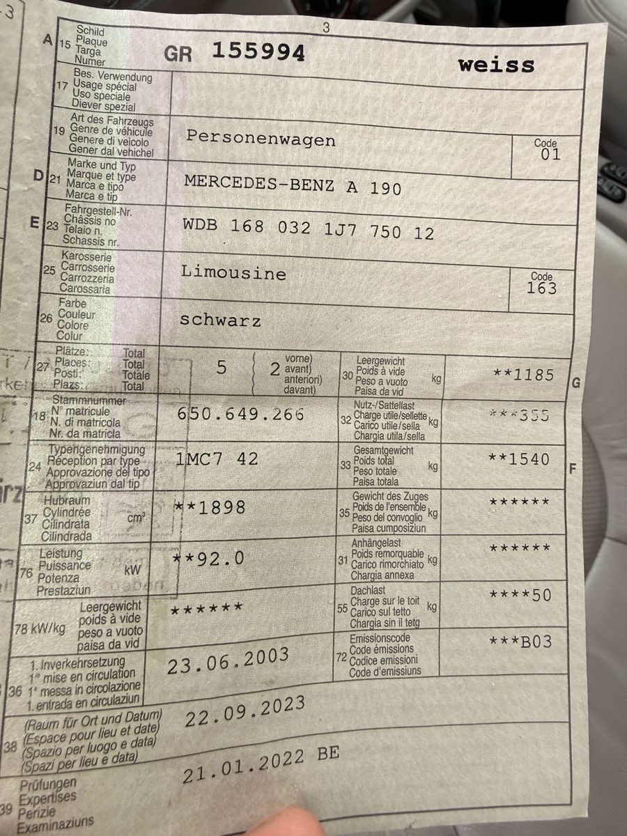 Mercedes-Benz Autos: Mercedes Benz A190 – Defekt aus Domat/Ems von leo_nc9q 6