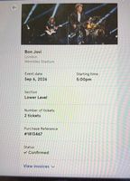 Bon Jovi London Wembley 2 tickets Sep 2026