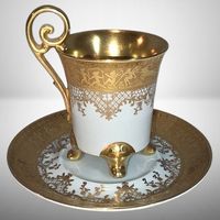✨ Antike Mokkatasse Karlsbader Wertarbeit Ätzgold Empire 🔥