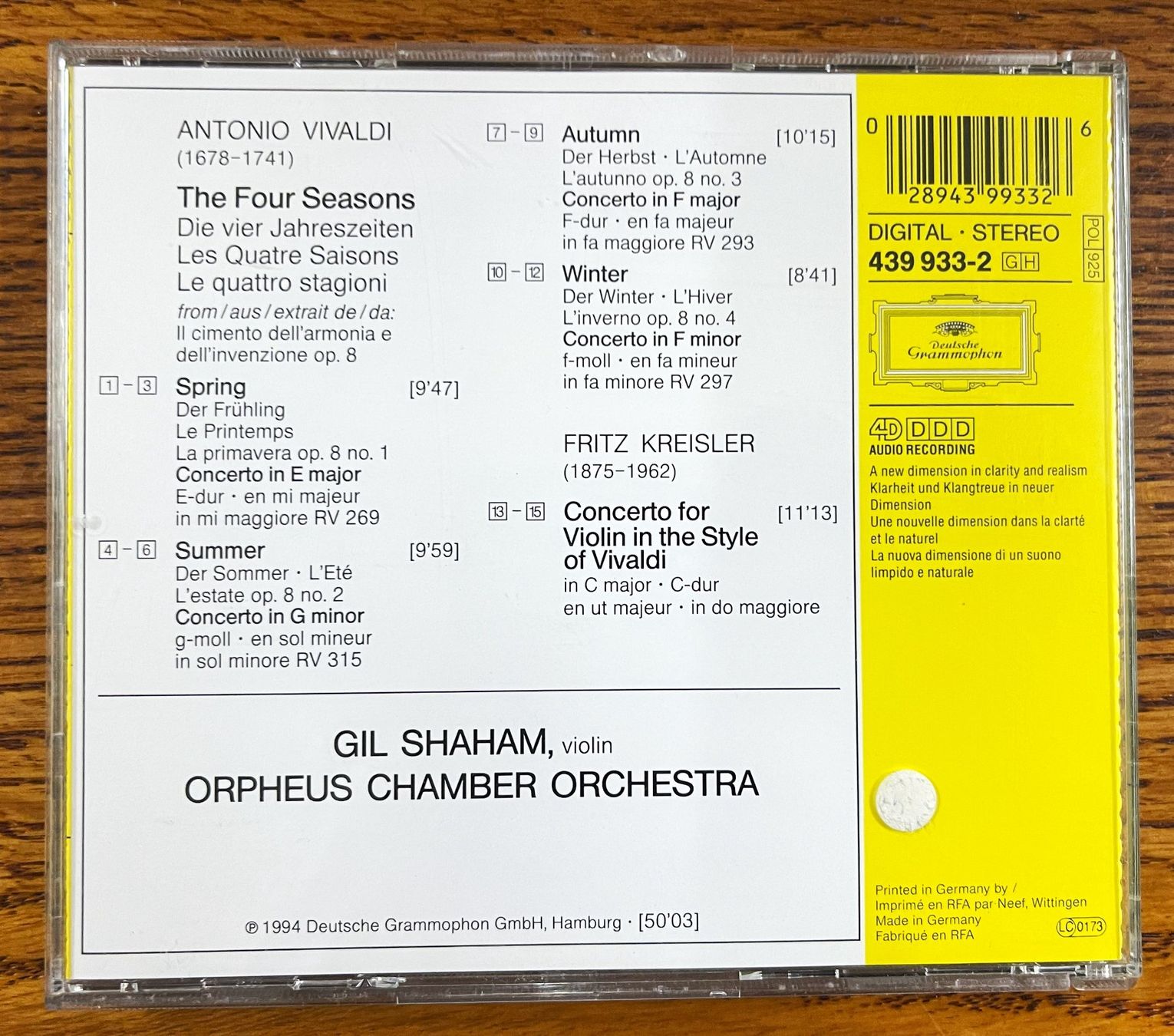 CD: GIL SHAHAM: Die vier Jahreszeiten CD – Usato da Oftringen venduto da Vucki 1