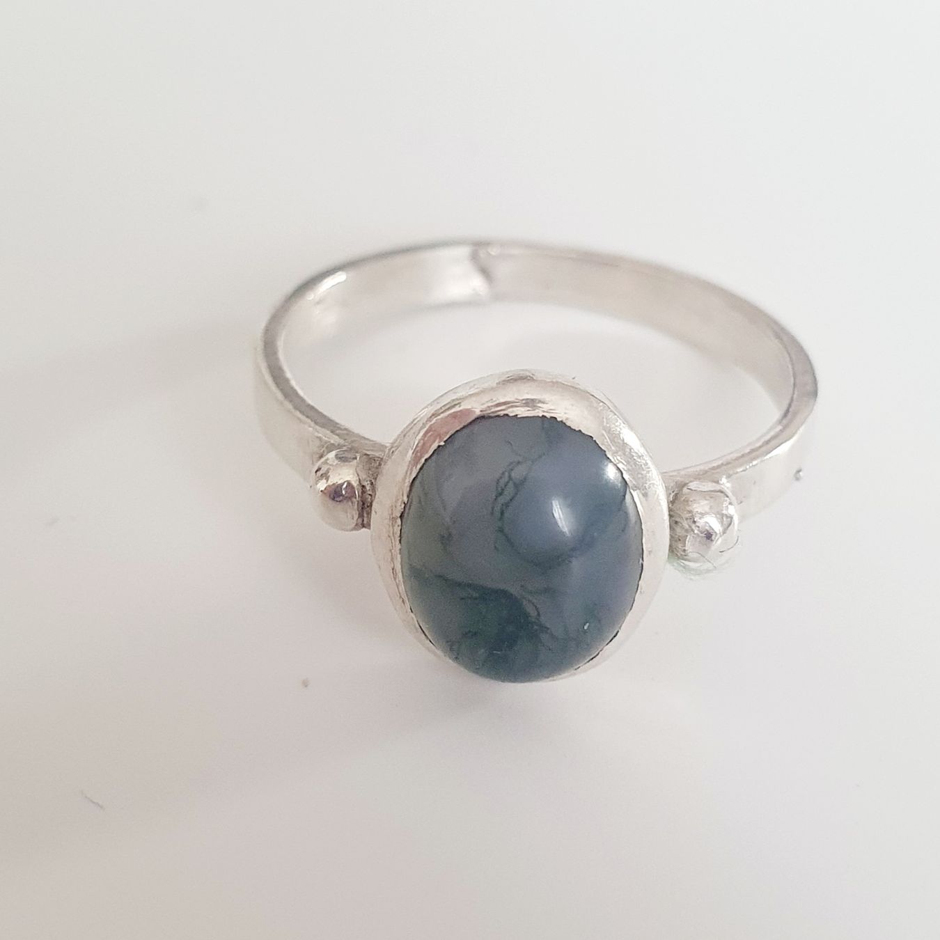 Anelli: Silberring 925 mit Moosachat Edelstein Ring Gr. 18.6 mm – Usato da Kreuzlingen venduto da Wunderkiste123 3