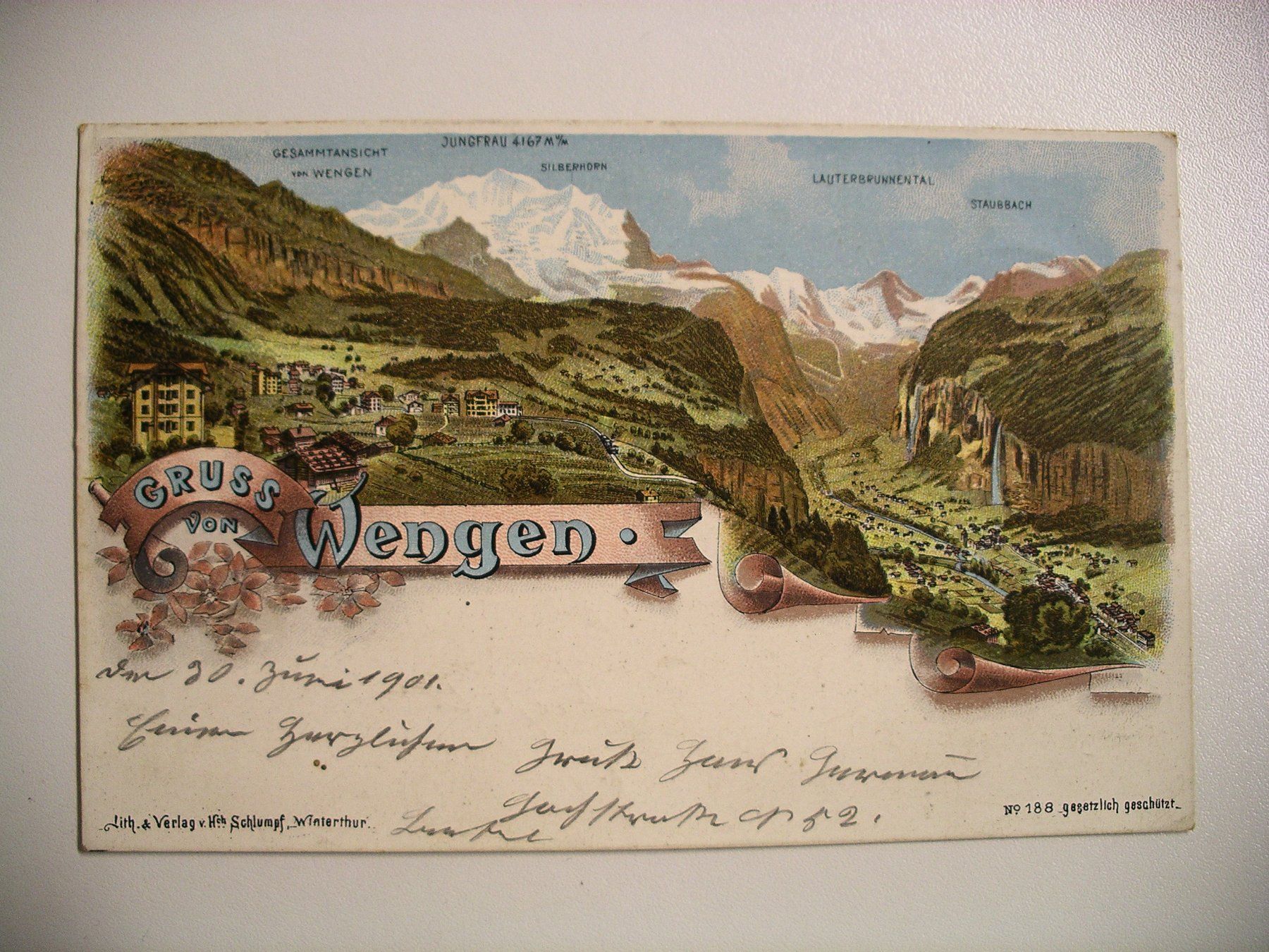 Cartes postales: farbigeLithoAK  WENGEN – D'occasion à Oberhofen am Thunersee par luuping99