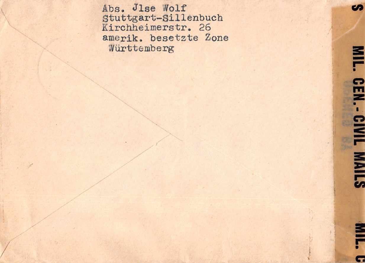 Alle Briefmarken: alter ZENSUR-Brief - STUTTGART-SILLENBUCH - ab 1.-- – Gebraucht aus Lufingen von philatelieshop 1