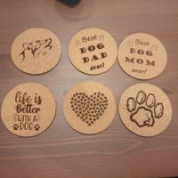 🐾 6 Untersetzer aus Kork für Hundeliebhaber, handmade
