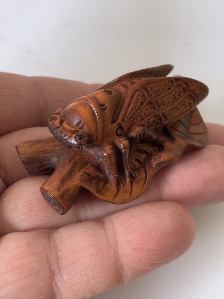Statuette: Japon netsuke en bois de buis objet traditionnel – Usato da St-Aubin-Sauges venduto da asianart 1