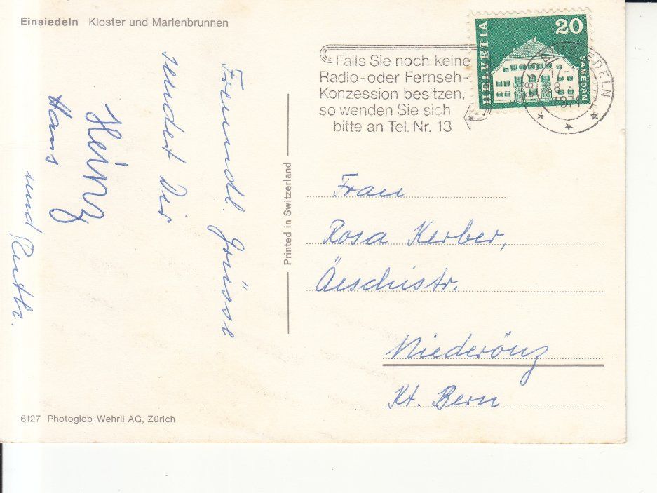 Cartoline postali: Einsiedeln 1971 – Usato da Bürglen TG venduto da StampGraf 1