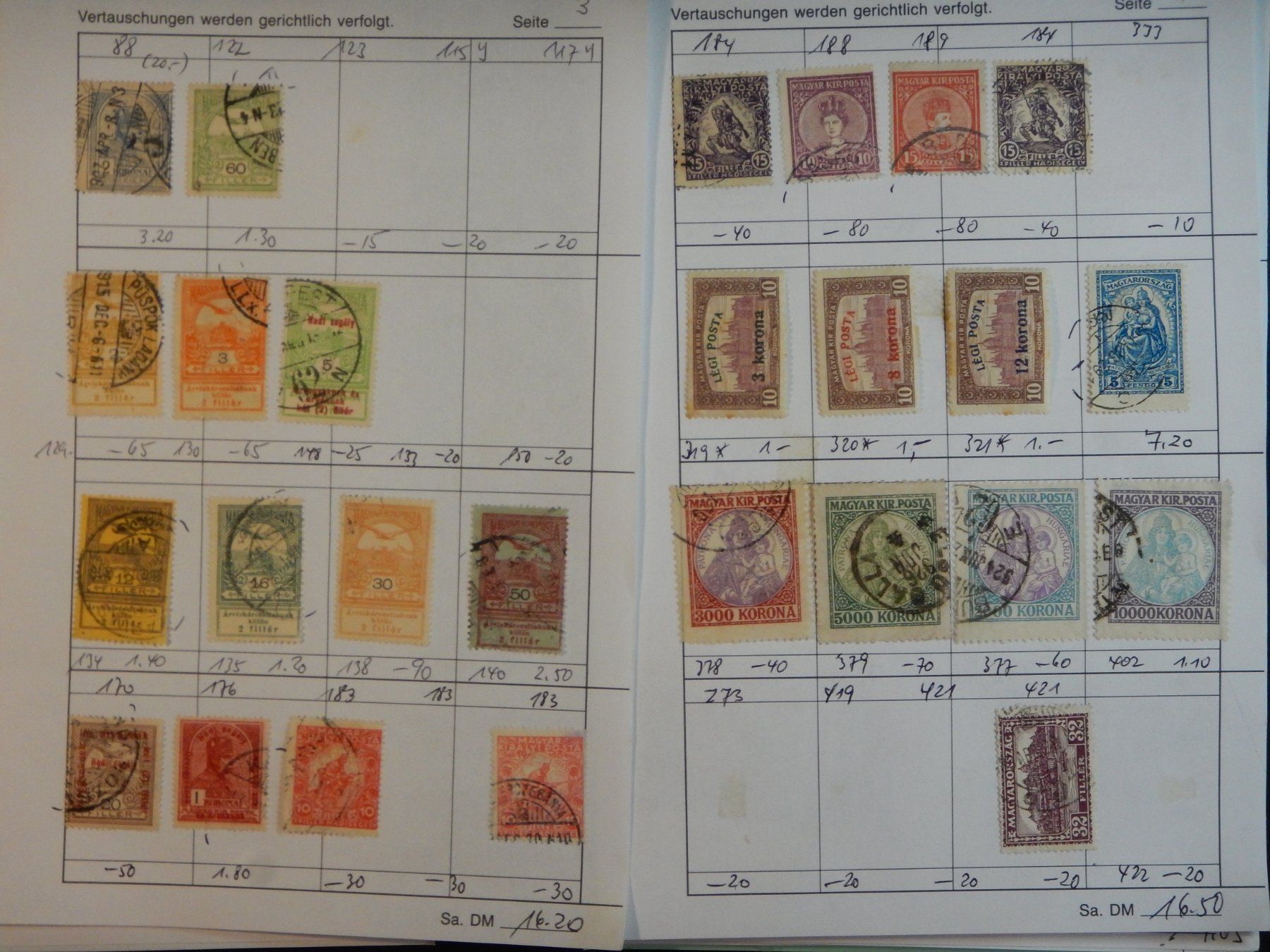Tous les timbres: Ungarn Lot mit alten Werten I – D'occasion à Zürich par Muehlekauf 1
