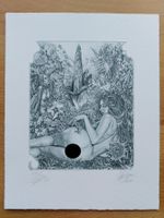 Exlibris Günter Hujber - Original Radierung Erotik signiert