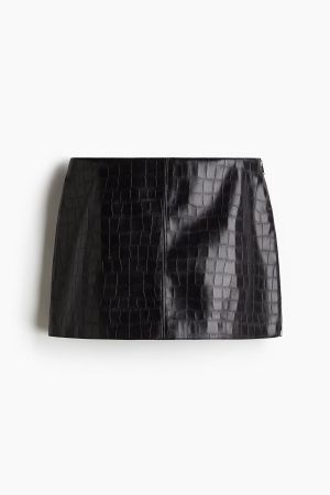H&M Divided Minirock aus Kunstleder mit Krokoprägung Gr. XXS