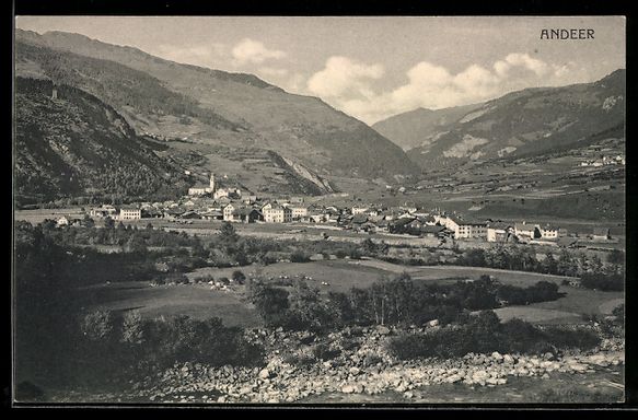 Cartes postales: AK Andeer, Ort mit Kirche und Bergen – D'occasion à Berlin par bartko-reher