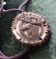 Bolo Tie Skal Alaska Elch Geweih braun guter Zustand