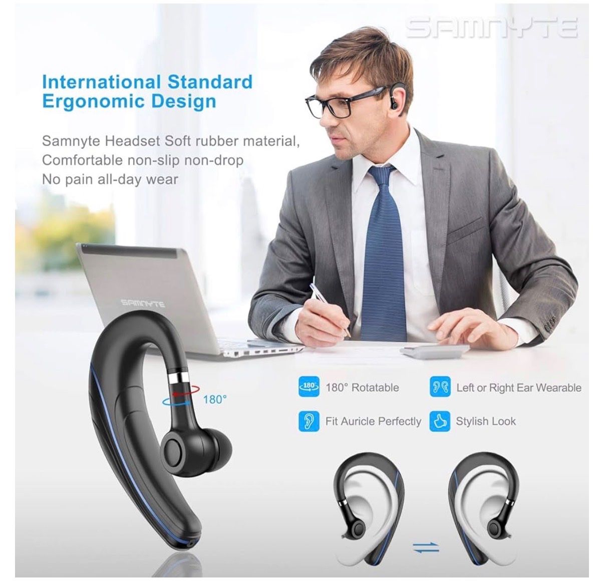 Cuffie: Samnyte Q6 Bluetooth Headset – Nuovo e nell'imballaggio originale da Kloten venduto da canela9 3