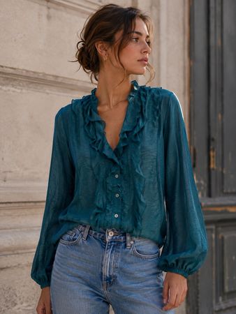 ZARA Edle Damen Bluse, Gr. M, flaschengrün Hemdbluse NEU