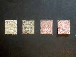 Lot mit 4 Vollstempel, ZNr. 58B, 59B, 60B und 61B Wertziffer