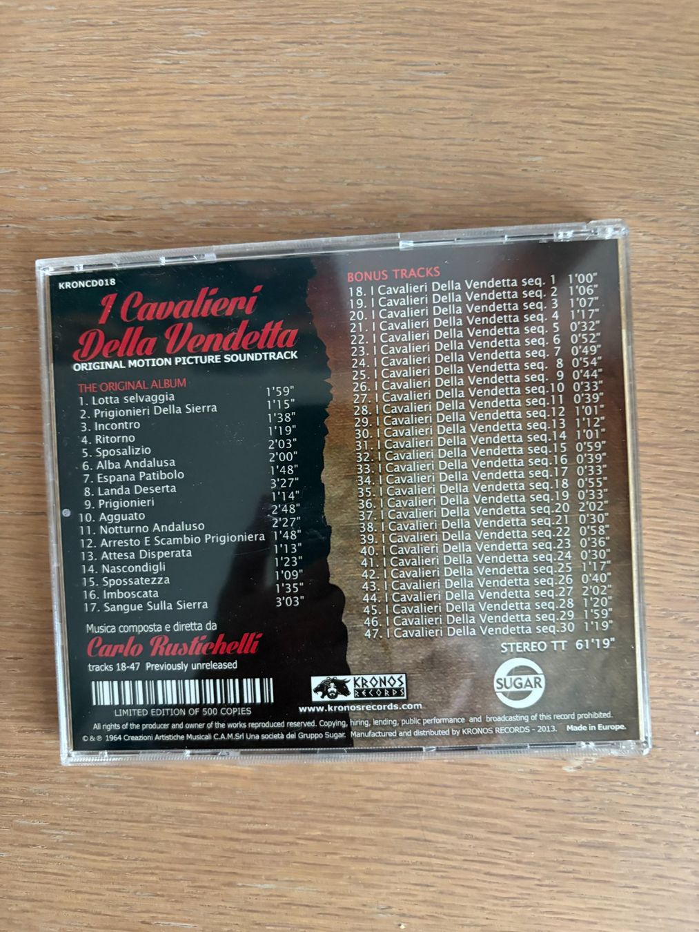 CDs: CD L CALVALIERI DELLA VENDETTA PAR CARLO RUSTICELLI – Gebraucht aus Geneve von tigre69 1