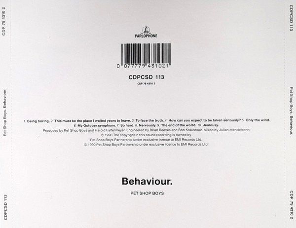 CD: CD Pet Shop Boys - Behavior (1990, US) – Usato da Möriken AG venduto da mineralia 1