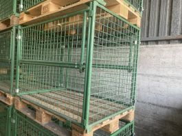 Stahlgitterbox auf Europalette grün guter Zustand