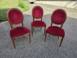 Set mit 3  Stühlen Antik Rot Vintage Style 