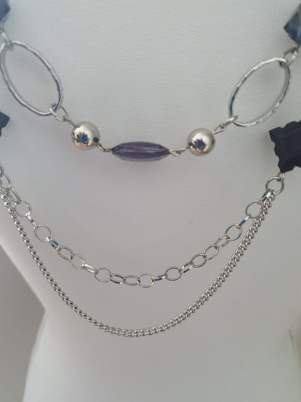 Colliers: Elegante Kette Silber & Violett – 43 cm mit Karabiner – D'occasion à Abtwil AG par MaVo.0710 1