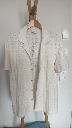 Short Sleeve Knit Shirt Beige Size M like new