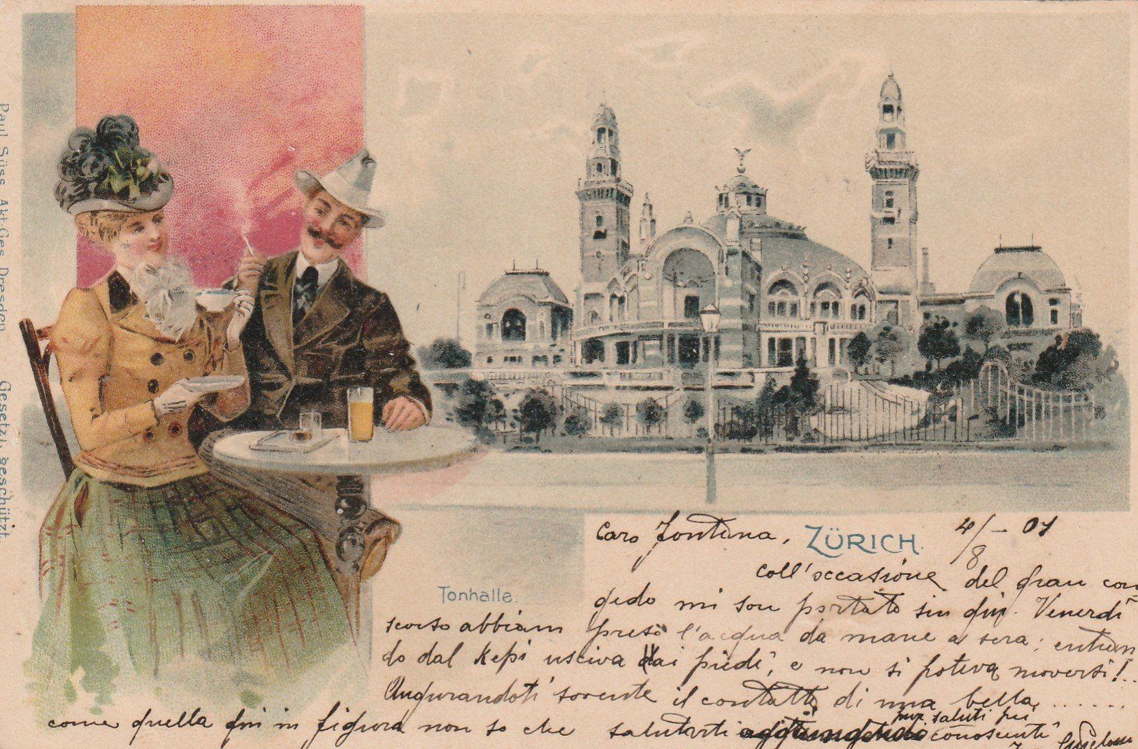 Cartoline postali: Zürich 2-bildrig mit Tonhalle – Usato da Rorschacherberg venduto da fratovi2