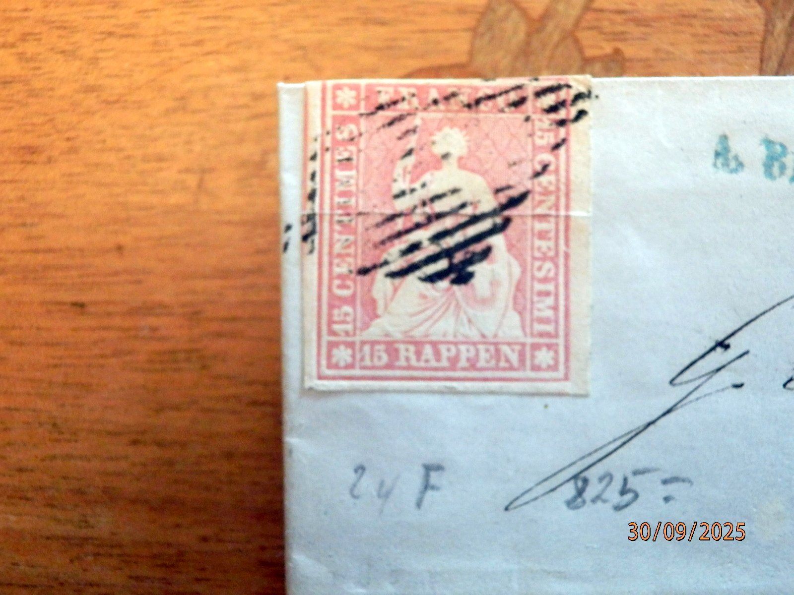 Alle Briefmarken: Strubel Brief, ZNr.24F, Bogenrand rechts, Kat. CHF 825.00 – Gebraucht aus Ueberstorf von dinbau 1