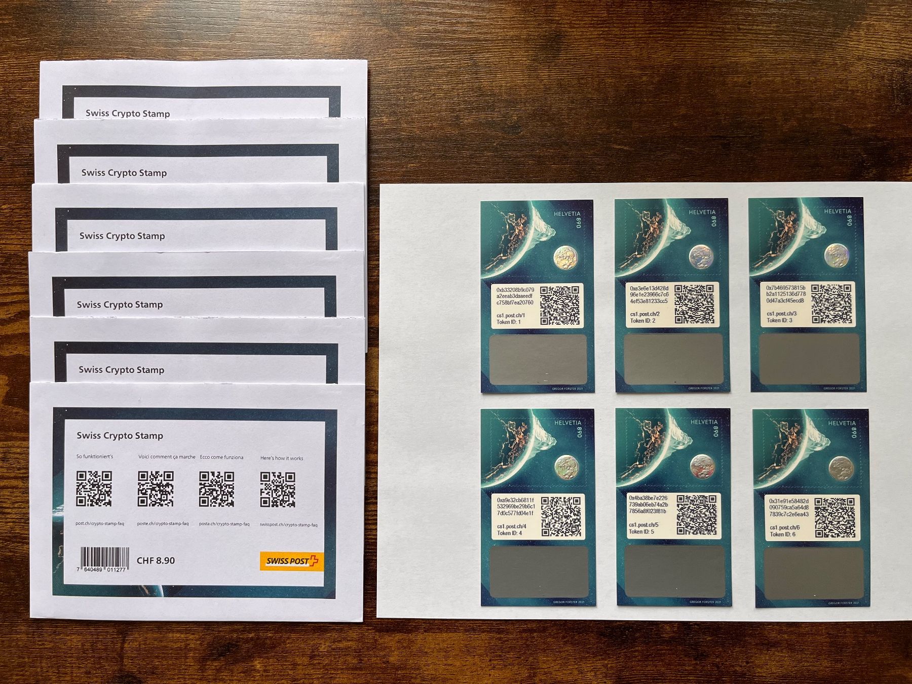 Tutti i francobolli: Swiss Crypto Stamp 1.0 ID-1,2,3,4,5,6 – Nuovo (secondo la descrizione) da Basel venduto da LukasA1992 2