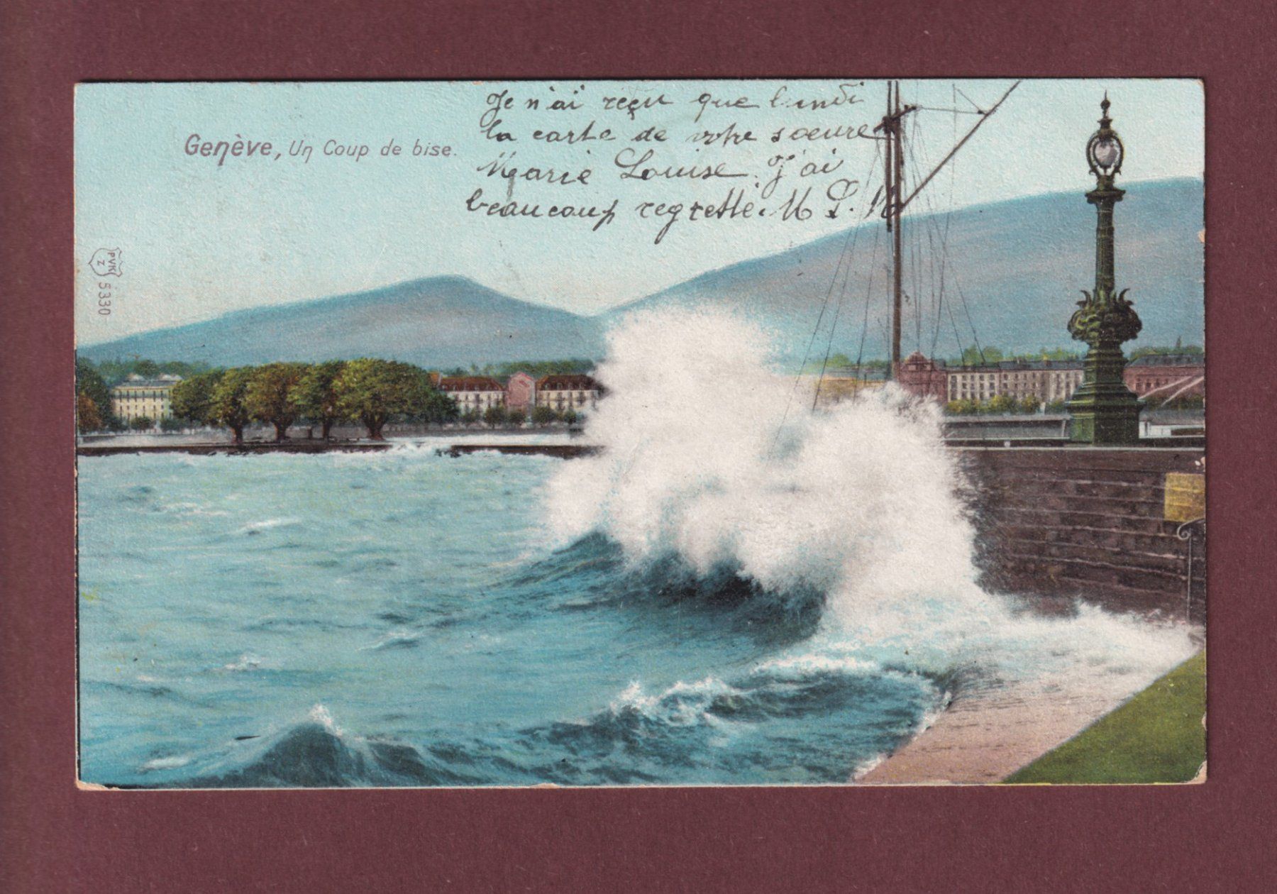 Cartoline postali: GENEVE - Un coup de bise - 1906 – Usato da Pully venduto da nicecards