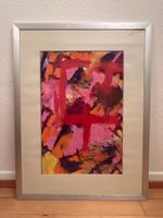 gerahmtes, abstraktes Kunstwerk im Hochformat