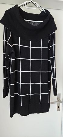 Strick-Rollkragen-Pullover Schwarz/Weiss, Gr. 44/46