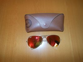 Ray Ban Sonnenbrille 58mm Aviator Gold/Orange verspiegelt