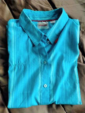Mammut Bluse Hemd Large Damen Kurzarm Karo-Muster Türkis