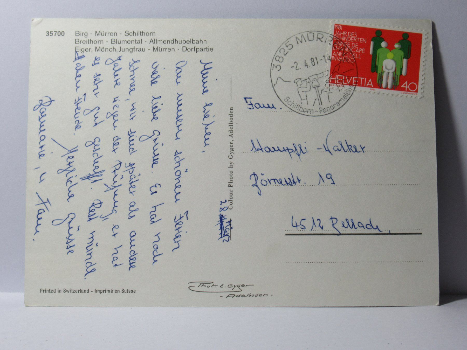 Cartes postales: Mürren – D'occasion à Grenchen par frechri 1