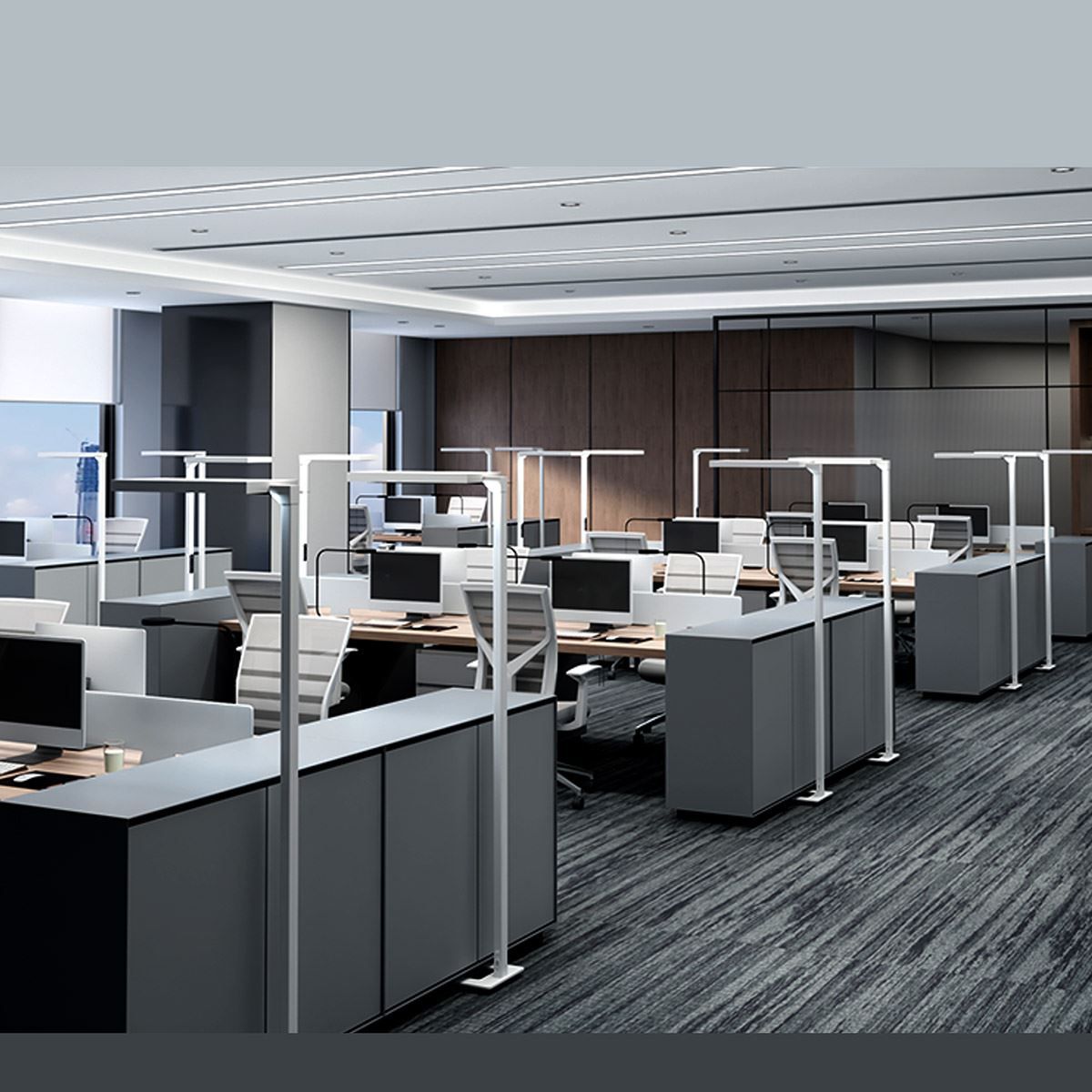 Lampen: LED Büro Stehleuchte, Silber, 197 cm – Neu (gemäss Beschreibung) aus Kreuzlingen von Smart-Light 3