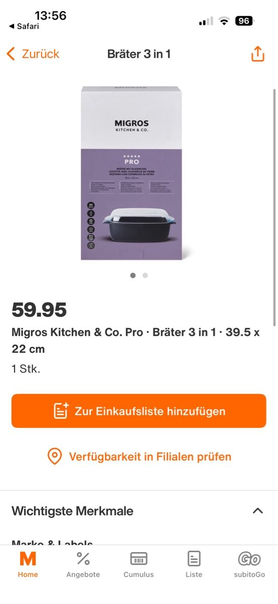 Pentole: Migros Kitchen Bräter mit Glasdeckel, neuwertig! – Usato da Rothenburg venduto da wer_g9fd 5