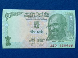 Indien - Gandhi - 5 Rupien - NEU/UNC!