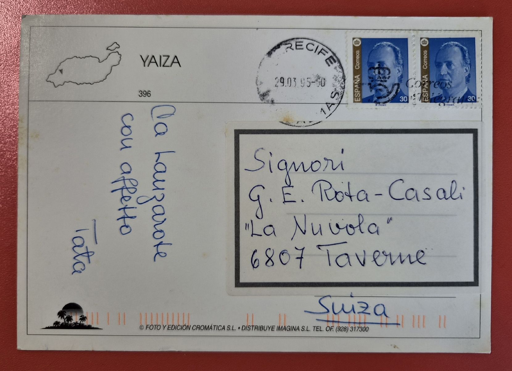Ansichtskarten: Yaiza Isla de Lanzarote 1995 – Gebraucht aus Melchnau von Arthurius 1