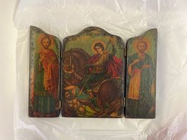 Klappbare Holz Ikone / Reisetriptychon – Hl. Demetrios