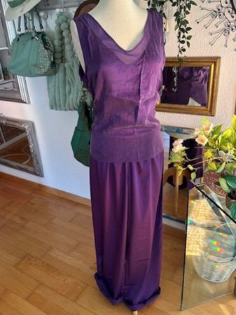 *:•★Trendige lila Lounge wear, Satin Hose und Top*:•★M