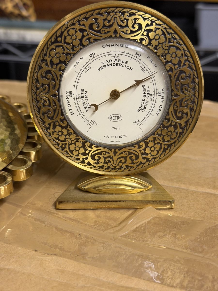 Altri elettrodomestici e apparecchi d’epoca: Barometer Metro Messing vintage Standmodell Goldfarben – Usato da Kollbrunn venduto da Jani2015 2