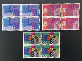 7x 4er-Block Schweizer Briefmarken aus Jahresserie 1994 