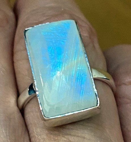 Anelli: Ring Silber 925 mit Regenbogen-Mondstein – Nuovo e nell'imballaggio originale da Matten b. Interlaken venduto da kero71 4