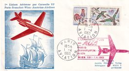 Erstflug AUA Caravelle Paris - Frankfurt - Wien 1963