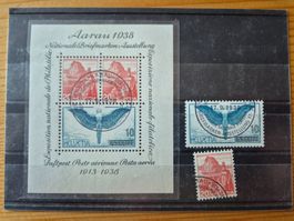 CH-Block/Ausschnitte 1938 gestempelt Karte H4 gem.Bild